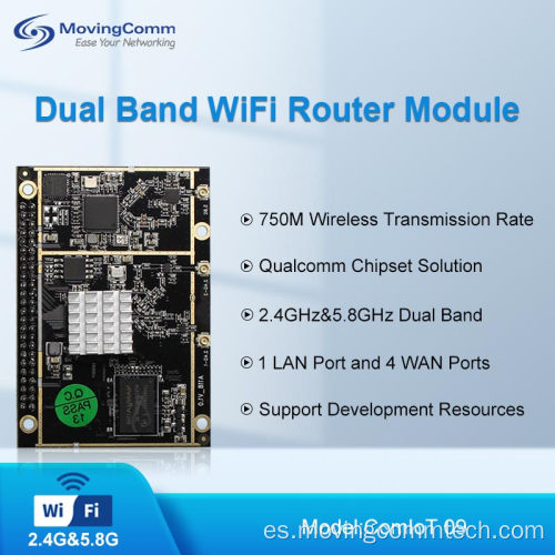 750Mbps 2.4g 5g Módulo WiFi incrustado de enrutador de doble banda